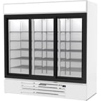 image of Beverage Air MMR66HC-1-W 75" Three Glass Door Merchandiser Refrigerator in White, 64.4 cu. ft.
