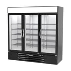 image of Beverage Air MMR72HC-1-B 75" Three Glass Door Merchandiser Refrigerator in Black, 68.5 cu. ft.