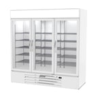image of Beverage Air MMR72HC-1-W 75" Three Glass Door Merchandiser Refrigerator in White, 68.5 cu. ft.