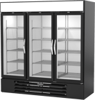 image of Beverage Air MMRR72HC-1-B-BW 75" Dual Temp 3 Glass Door Merchandiser in Black, 65.47 cu. ft.