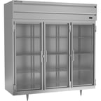 image of Beverage Air PR3HC-1BG 77.75'' Three Section Reach-In Refrigerator w/ 3 Glass Full Doors, Top Mounted, Aluminum Interior, 68 cu. ft.