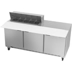 image of Beverage Air SPE72HC-10C 72" Three Section Sandwich/Salad Prep Table w/ 3 Doors, 10 pans, 20 cu. ft.