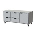 image of Beverage Air UCRD72AHC-4 72" Three Section Undercounter Refrigerator w/ 4 Drawers & 1 Door