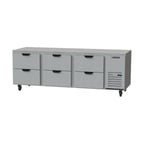 image of Beverage Air UCRD93AHC-6 93" Three Section Undercounter Refrigerator w/ 6 Drawers, 30 cu. ft.