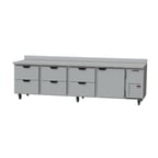 image of Beverage Air WTRD119AHC-6 119" 4-Section Worktop Refrigerator w/ 6 Drawers & 1 Door, 40 cu. ft.