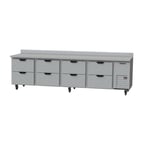 image of Beverage Air WTRD119AHC-8 119" 4-Section Worktop Refrigerator w/ 8 Drawers, 40 cu. ft.
