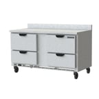 image of Beverage Air WTRD60AHC-4-FIP 60" 2-Section Worktop Refrigerator w/ 4 Drawers, 14.75 cu. ft.