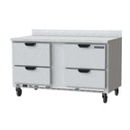 image of Beverage Air WTRD60AHC-4 60" 2-Section Worktop Refrigerator w/ 4 Drawers, 14.75 cu. ft.