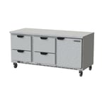 image of Beverage Air WTRD72AHC-4-FLT 72" 3-Section Worktop Refrigerator w/ 4 Drawers & 1 Door, 18 cu. ft.