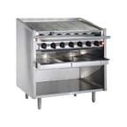 image of Bakers Pride F-60RS-R 60" Floor Model Gas Radiant Charbroiler w/ Cabinet Base, 195.000 BTU