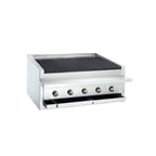 image of Bakers Pride L-36RS-R 36" Low Profile Countertop Gas Radiant Charbroiler w/ (7) Burners, 105.000 BTU