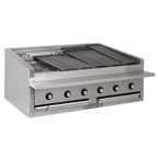 image of Bakers Pride L-48RS-R 48" Low Profile Countertop Gas Radiant Charbroiler w/ (10) Burners, 150.000 BTU