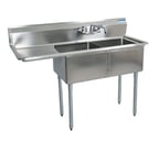 image of BK Resources BKS-2-24-14-24L 74" (2) Two Compartment Sink