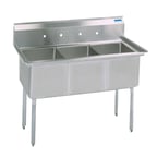 image of BK Resources BKS-3-24-14 77" Three Compartment Sink, 24"W x 24"L Bowl Without Drainboard