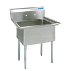 image of BK Resources ES-1-24-14 29" One Compartment Sink, 24"W x 24"L Bowl Without Drainboards