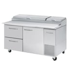 image of Blue Air BAPP67-D2L-HC 67" Two Section Refrigerated Pizza Prep Table w/ 1 Door & 2 Drawers