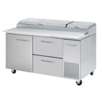 image of Blue Air BAPP67-D2R-HC 67" Two Section Refrigerated Pizza Prep Table w/ 1 Door & 2 Drawers