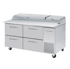 image of Blue Air BAPP67-D4-HC 67" Two Section Refrigerated Pizza Prep Table w/ 4 Drawers, 20 cu. ft.
