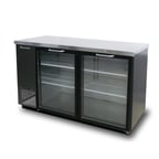 image of Blue Air BBB59-2BG-HC 59" Two Glass Door Back Bar Cooler, Black Finish