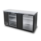 image of Blue Air BBB69-3BG-HC 69" Two Glass Door Back Bar Cooler, Black Finish