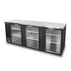 image of Blue Air BBB90-4BG-HC 90" Three Glass Door Back Bar Cooler, Black Finish
