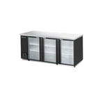 image of Blue Air BBB90-4SG-HC 90" Three Glass Door Back Bar Cooler, Stainless Steel