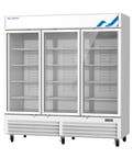 image of Blue Air BGF72W-HC 78" 3 Glass Door Freezer Merchandiser in White, 72 cu. ft.
