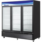 image of Blue Air BKGM72B-HC 82" Three Glass Door Merchandiser Refrigerator in Black, 72 cu. ft.