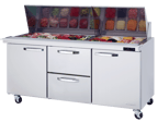 image of Blue Air BLMT72-D2M-HC 72" Mega Top Sandwich Prep Table w/ 2 Drawers & 2 Doors, 30 Pans