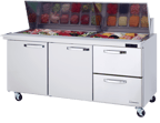 image of Blue Air BLMT72-D2R-HC 72" Mega Top Sandwich Prep Table w/ 2 Drawers & 2 Doors, 30 Pans