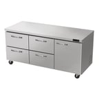 image of Blue Air BLUR72-D4LM-HC 72" Three Section Undercounter Refrigerator w/ 1 Door & 4 Drawers