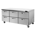 image of Blue Air BLUR72-D6-HC 72" Three Section Undercounter Refrigerator w/ 6 Drawers, 20 cu. ft.