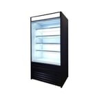 image of Blue Air BOD-48S 48" Vertical Open Display Case, Solid Side Panel, 4 Shelves, w/ Night Curtain, 26.8 cu. ft. 