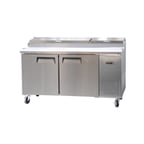 image of Bison Refrig BPT-67 67" Two Section Refrigerated Pizza Prep Table w/ 2 Doors, (9) 1/3 Size Pan