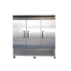 image of Bison Refrig BRR-71 82" Three Section Reach-In Refrigerator w/ 3 Solid Doors, Bottom-Mount, 1/2 hp, 71 cu. ft.