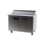 image of Bison Refrig BST-48 48" Two Section Sandwich / Salad Prep Table w/ 2 Doors, 12 pans, 12 cu. ft.