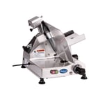 image of Globe Chefmate C12 12" Manual Gravity Feed Slicer, Belt Driven, Aluminum, 1/3 Hp