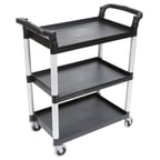 image of Cambro BC331KD110 Black Polyethylene 3-Shelf Service Cart w/ 300 lb Capacity