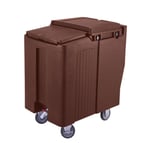 image of Cambro ICS175T131 Plastic Tall Mobile Ice Bin / Ice Caddy, 175 lb, Dark Brown