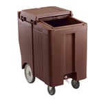 image of Cambro ICS175TB131 Plastic Tall Mobile Ice Bin / Ice Caddy, 175 lb, Dark Brown
