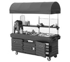 image of Cambro KVC854C191 CamKiosk Polyethylene Granite Gray Vending Cart w/ 4 Pan Wells and Canopy