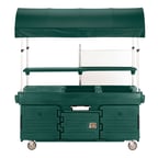 image of Cambro KVC854C519 CamKiosk Polyethylene Kentucky Green Vending Cart w/ 4 Pan Wells and Canopy