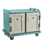 image of Cambro MDC1418S20401 Slate Blue 20 Tray Insulated Meal Delivery Cart w/ 2 Compartments
