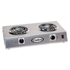 image of Cadco CDR-1T 21 1/4" Electric Countertop Hotplate w/ (2) Spiral Burners, Horizontal Design, Infinite Controls, 1.65 kW, 120v
