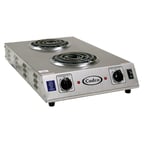 image of Cadco CDR-1TFB 13-1/2" Electric Countertop Hotplate w/ (2) Spiral Burners, Vertical Design, Infinite Controls, 1.65 kW, 120v