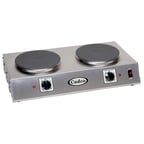 image of Cadco CDR-2C 21-1/4" Electric Countertop Hotplate w/ (2) Solid Burners, Horizontal Design, Infinite Controls, 1.8 kW, 120v