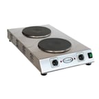 image of Cadco CDR-3K 15" Electric Countertop Hotplate w/ (2) Solid Burners, Vertical Design, Infinite Controls, 3.0 kW, 220v
