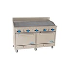 image of Comstock-Castle 2F330-6RB 72" Gas Restaurant Range w/ 72" Full Charbroiler, (2) Standard Ovens, 240.000 BTU