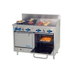 image of Comstock-Castle F33018-36-1RB 60" Gas Restaurant Range w/ (2) Open Burners, (1) 36" Griddle, (1) 12" Charbroiler, (1) Standard Wide Oven, (1) Space Saver Oven, 210.000 BTU