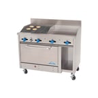 image of Comstock-Castle F33033-48-2RB 72" Gas Restaurant Range w/ (1) 48" Griddle, (1) 24" Charbroiler, (1) Standard Oven, (1) Cabinet Base, 186.000 BTU 